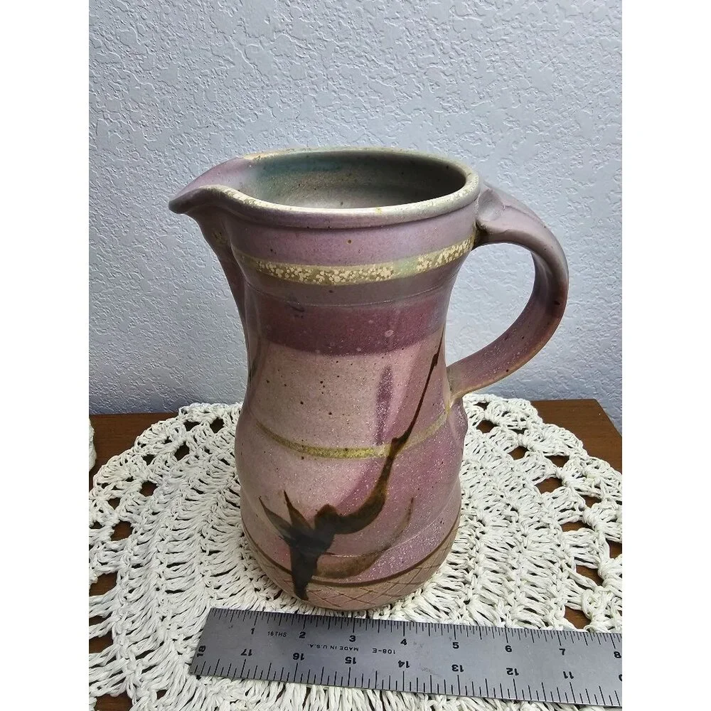 Elmer Taylor Studio Art Pottery‎ Pitcher Stoneware ET, 9 inch, serviceable